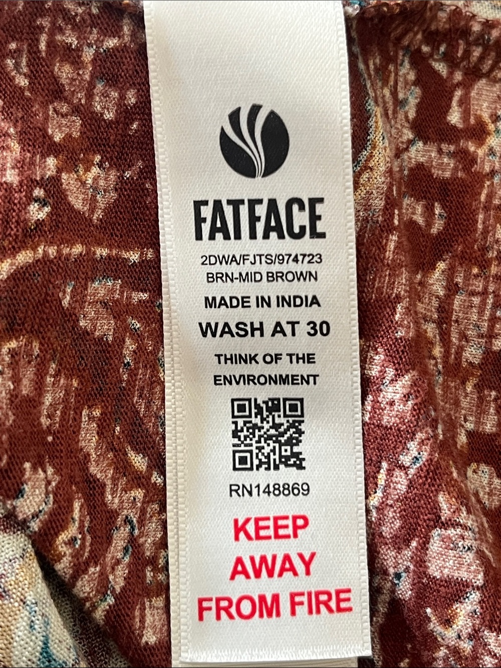 Fat Face Rust Multi-Color Printed BoHo Swing Top - Picture 10 of 13